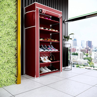 SHYAM JI 6 layer Collapsible Wardrobe for Kids Clothes/Toys/Books PVC Collapsible Wardrobe(Finish Color - MAROON, DIY(Do-It-Yourself))