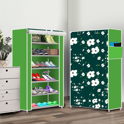 INSIDE STYLE Metal Collapsible Shoe Stand(Print Blue, 6 Shelves, DIY(Do-It-Yourself))