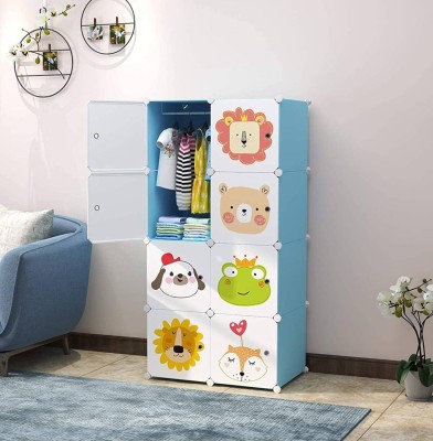 Hemovia 8-Door 8-Shelf Plastic Collapsible PC PP Collapsible Wardrobe(Finish Color - 8-Kids-Blue, DIY(Do-It-Yourself))