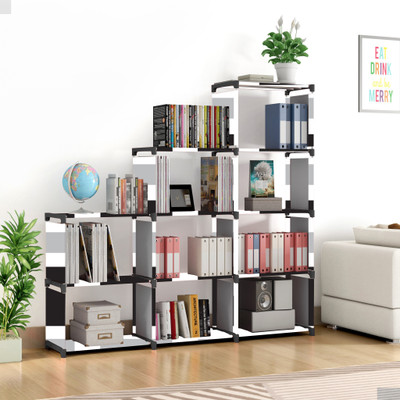Flipkart Perfect Homes Studio 9 Layer Multipurpose Portable l SpaceSaving Cloth/Shoe/Books Shelf Home & Office Metal Open Book Shelf(Finish Color - Black Print, DIY(Do-It-Yourself))