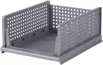 Vozica Folding Wardrobe Organizer Plastic Stackable Clothe Closet Polyester Collapsible Wardrobe(Finish Color - Grey_Pack_OF 1, DIY(Do-It-Yourself))