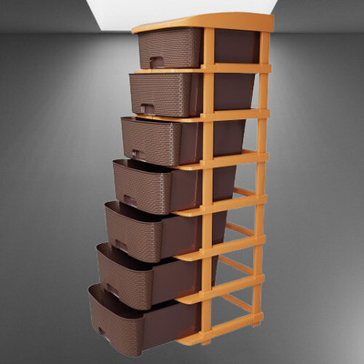 Ramadhani 7 Layer Multi-Functional Storage Drawer PP Collapsible Wardrobe(Finish Color - Brown, DIY(Do-It-Yourself))