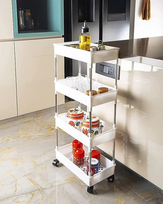 MAHADEV ENTERPRISE Plastic 4 Layers Kitchen Rack Basket for Kitchen Office Use. PP Collapsible Wardrobe(Finish Color - white, DIY(Do-It-Yourself))