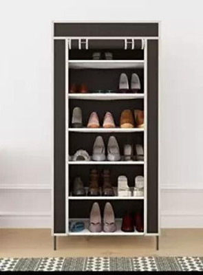 SHYAM JI 24 pair shoe and cloth organizer 6 layer of cupboard Carbon Steel Collapsible Wardrobe(Finish Color - BROWN, DIY(Do-It-Yourself))