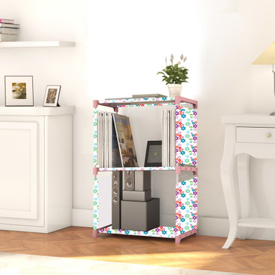 Flipkart Perfect Homes Studio 3 Layer Multipurpose Portable l SpaceSaving Cloth/Shoe/Books Shelf Home & Office Metal Open Book Shelf(Finish Color - Purple Pink Print, DIY(Do-It-Yourself))