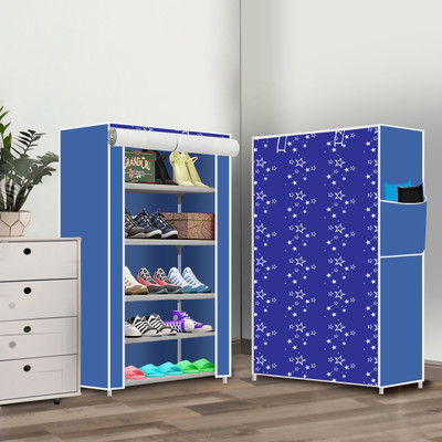 Flipkart Perfect Homes Studio 5 Shelf Plastic Compact Shoe Rack Foldable Portable, Convertible Organizer Shelf Plastic Collapsible Shoe Stand(New Black Print, 5 Shelves, DIY(Do-It-Yourself))