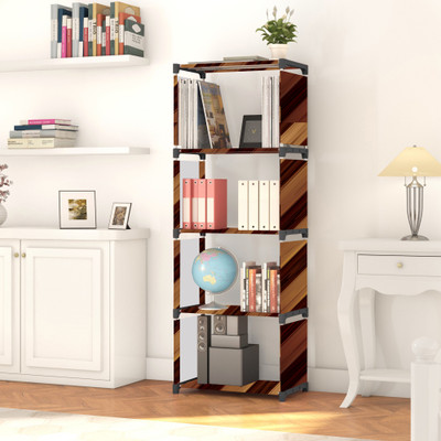 Flipkart Perfect Homes Studio 5 Layer Multipurpose Portable l SpaceSaving Cloth/Shoe/Books Shelf Home & Office Metal Open Book Shelf(Finish Color - Brown Print, DIY(Do-It-Yourself))