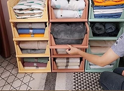 PARASNATH Stylera Extra Large Wardrobe Organizer Foldable for Clothes (Pack of 5, Pink) PP Collapsible Wardrobe(Finish Color - Pink, DIY(Do-It-Yourself))