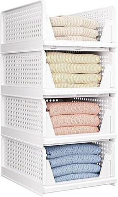 ovotron Wardrobe Cupboard Foldable And Organizer Drawer Organizer PP Collapsible Wardrobe(Finish Color - White, DIY(Do-It-Yourself))