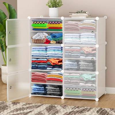 Sasimo 6-Door 12-Shelf Plastic Collapsible PC Collapsible Wardrobe