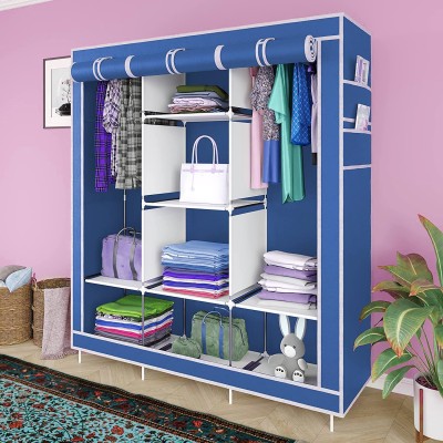 octavic C1 Solid Carbon Steel Collapsible Wardrobe(Finish Color - BLUE, DIY(Do-It-Yourself))