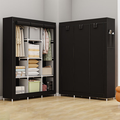 ZHENAURA W8801-2B PP Collapsible Wardrobe(Finish Color - Black, DIY(Do-It-Yourself))