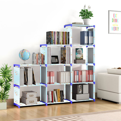 Flipkart Perfect Homes Studio 9 Layer Multipurpose Portable l SpaceSaving Cloth/Shoe/Books Shelf Home & Office Metal Open Book Shelf(Finish Color - Sky Blue Print, DIY(Do-It-Yourself))