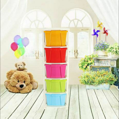 MAHADEV ENTERPRISE 5 LAYER Home and Kids Foldable drawers organizers Box Plastic Free Standing Cabinet(Finish Color - Multicolor, DIY(Do-It-Yourself))