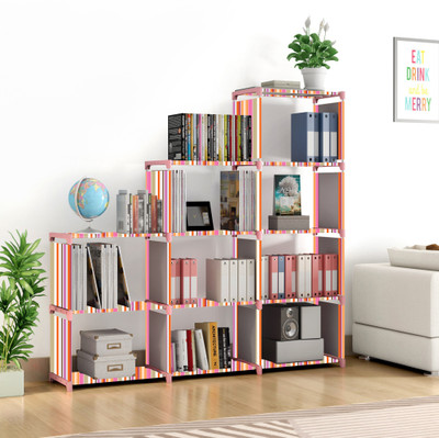 Flipkart Perfect Homes Studio 9 Layer Multipurpose Portable l SpaceSaving Cloth/Shoe/Books Shelf Home & Office Metal Open Book Shelf(Finish Color - Orange Print, DIY(Do-It-Yourself))