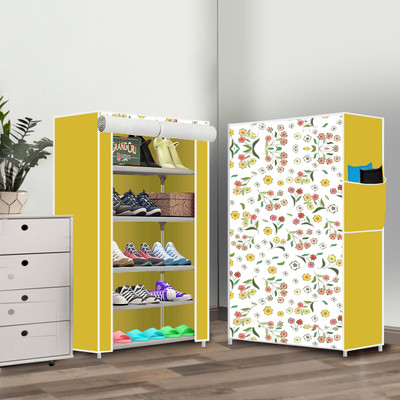 Kaya Trek PP/PVC Multipurpose Shoe Rack – 5 Layer Portable Shelf for Home/Office/Kid Room Plastic Shoe Stand(Purple Print, 5 Shelves, DIY(Do-It-Yourself))
