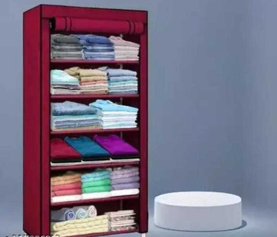 SAMARGARMENTS Shoe Rack /Multipurpose Storage Rack with Dustproof Cover Polyester Collapsible Wardrobe(Finish Color - Red, DIY(Do-It-Yourself))