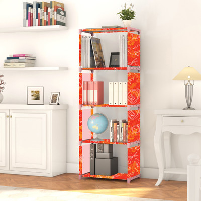Flipkart Perfect Homes Studio 5 Layer Multipurpose Portable l SpaceSaving Cloth/Shoe/Books Shelf Home & Office Metal Open Book Shelf(Finish Color - New Print Orange, DIY(Do-It-Yourself))