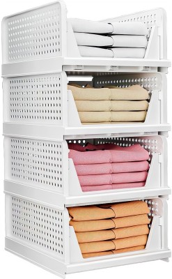 Jayci Mart 4 Compartments Plastic Shelf Organizers(White)