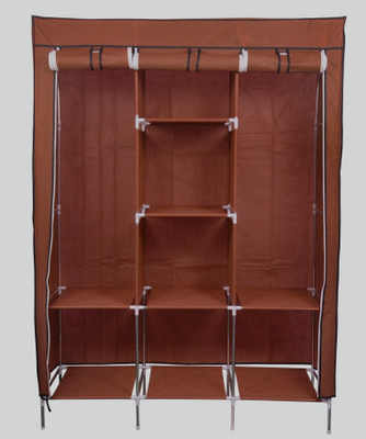 HEAVEN 6+2 Portable Wardrobe for Storage Carbon Steel Collapsible Wardrobe(Finish Color - BROWN, DIY(Do-It-Yourself))