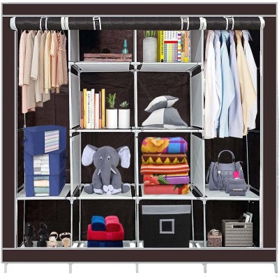 FurniGully 12 Shelves 88170 Portable PP Collapsible Wardrobe(Finish Color - Brown, DIY(Do-It-Yourself))