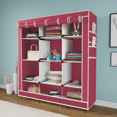 Continental Closet for Clothes Almira PP Collapsible Wardrobe(Finish Color - Maroon, DIY(Do-It-Yourself))