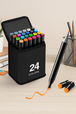 b7 Creations COLOUR Superfine Nib Sketch Pens(Set of 24, Multicolor)