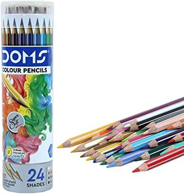 DOMS Colour Pencil Round Tin Pack 24 Shades Round Shaped Color Pencils(Set of 24, Multicolor)