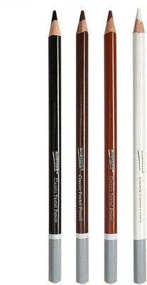 Arrolliant Pastel Pencil round Shaped Color Pencils(Set of 4, Black, Brown, suntan, White)
