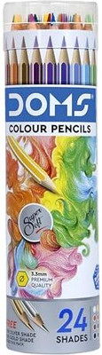 DOMS 24 Shades Super Soft Color Pencils Round Tin Box Non-Toxic & Safe For Children Round Shaped Color Pencils(Set of 1, Multicolor)
