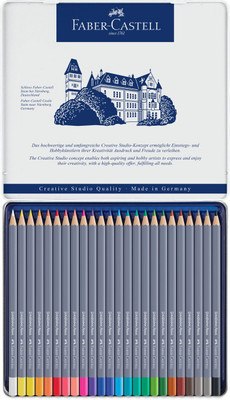 FABER-CASTELL SOFT AND HIGHLY PIGMENTED 24 SHADES GOLDFABER AQUA WATERCOLOR PENCILS HEXAGONAL Shaped Color Pencils(Set of 24, Multicolor)
