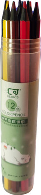 NRKTOO 12 Multi Color Black Wood Pencil hexagonal Shaped Color Pencils(Set of 1, Multicolor)