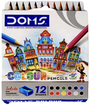 DOMS 3443 HEXAGONAL Shaped Color Pencils(Set of 12, Multicolor)