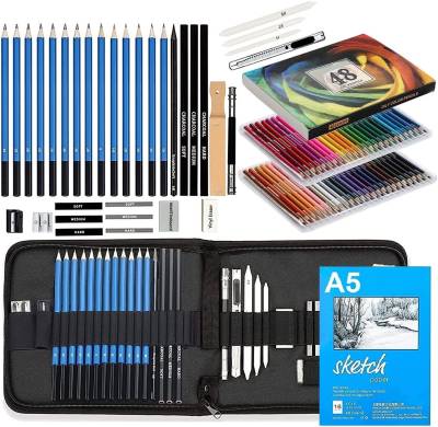 Corslet Color and Sketch Pencil Set 83 Pc Pencils Set for Artists 48 Oily  Colour Pencils