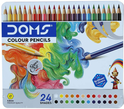 DOMS Colour Pencils | FSC 24 shades | Tin Pack | Round Shaped Color Pencils(Set of 1, Multicolor)
