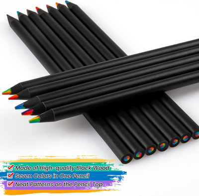 AARUKCREATON Rainbow Colour Round Shaped Color Pencils(Set of 12, Multi Colore)