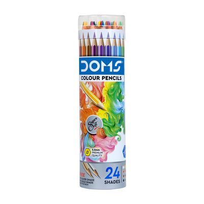 DOMS Non Toxic 24 Shades With Tin Hexagonal Shaped Color Pencils(Set of 1, Multicolor)