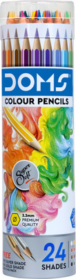 DOMS Non Toxic 24 Shades With Tin Round Shaped Color Pencils(Set of 1, Multicolor)