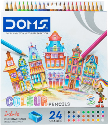 DOMS 1 Circle Shaped Color Pencils(Set of 12, Multicolor)