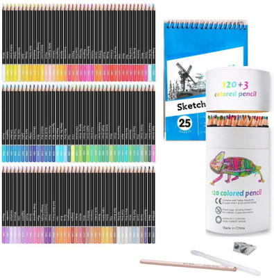 Wynhard Pencil Colour 120 Shades Color Pencil Drawing Colour Pencils with A5 Sketchbook Round Shaped Color Pencils(Set of 120, Multicolor)