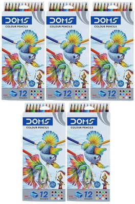 rack home 12 Shades Doms Pencil Colors Hexagonal Shaped Color Pencils(Set of 5, Multicolor)