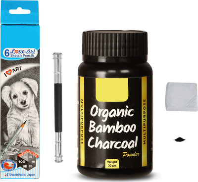 Ortan Sketch Pencil, Charcoal Powder With Extender & Kneadable eraser