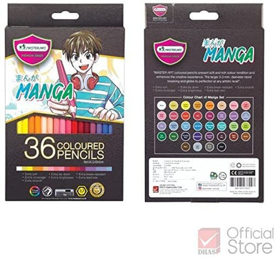 masterart MANGA SERIES 36 COLOUR PENCIL Ideal for Drawing Blending Sketching Shading ROUND Shaped Color Pencils(Set of 1, MULTICOLOUR MADE IN THAILAND)