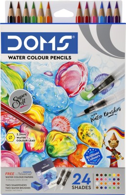 DOMS Watercolour Hexagonal Shaped Color Pencils(Set of 24, Multicolor)
