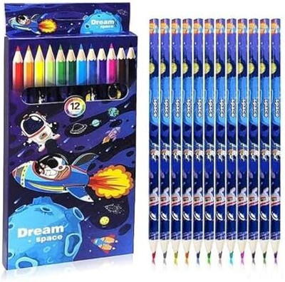 Freedy 12pc Colour Pencils Set for Kids Colouring Pencils for Drawing Art Craft Work Tringular Shaped Color Pencils(Set of 1, Multicolor)