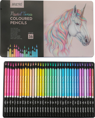 BRuSTRO Artist Pastel Tone Square Shaped Color Pencils(Set of 36, Pastel Tone)