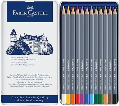 FABER-CASTELL Gold Faber Aqua Tin Hexagonal Shaped Color Pencils(Set of 1, White,Blue)