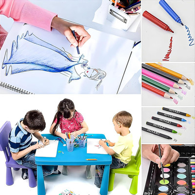 QUEENOX 150xpcs Drawing and Painting Art Box-Professional Color Pencil Child Drawing Set Round Shaped Color Pencils(Set of 1, Multicolor)