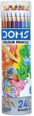DOMS colour pencil (24 shades) (round tin) normal Shaped Color Pencils(Set of 1, Multicolor)