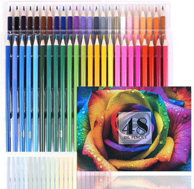 Wynhard 48 Pcs Oil Based Color Pencils Set Drawing Kit Colored Pencils Color Pencil Set Artist Colour Pencil Drawing Pencil Kit Colour Pencil Round Shaped Color Pencils(Set of 48, Multicolor)